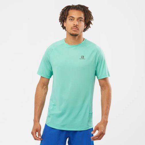 Turquoise Salomon Cross Rebel Short Sleeve Men's T-Shirts | PH 40859E